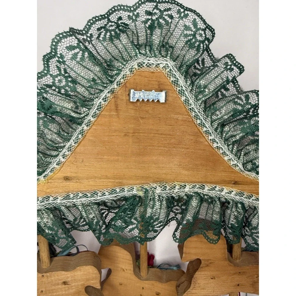 Carousel Horse Wall Hanging Vtg Wooden Horse Lace Country Cottage Home Décor
